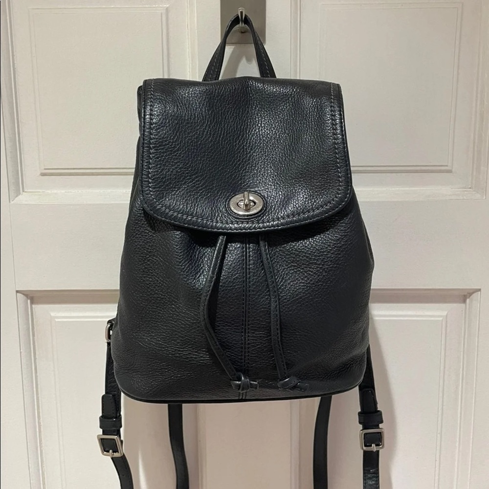 Coach Black Leather Park Pebble Backpack